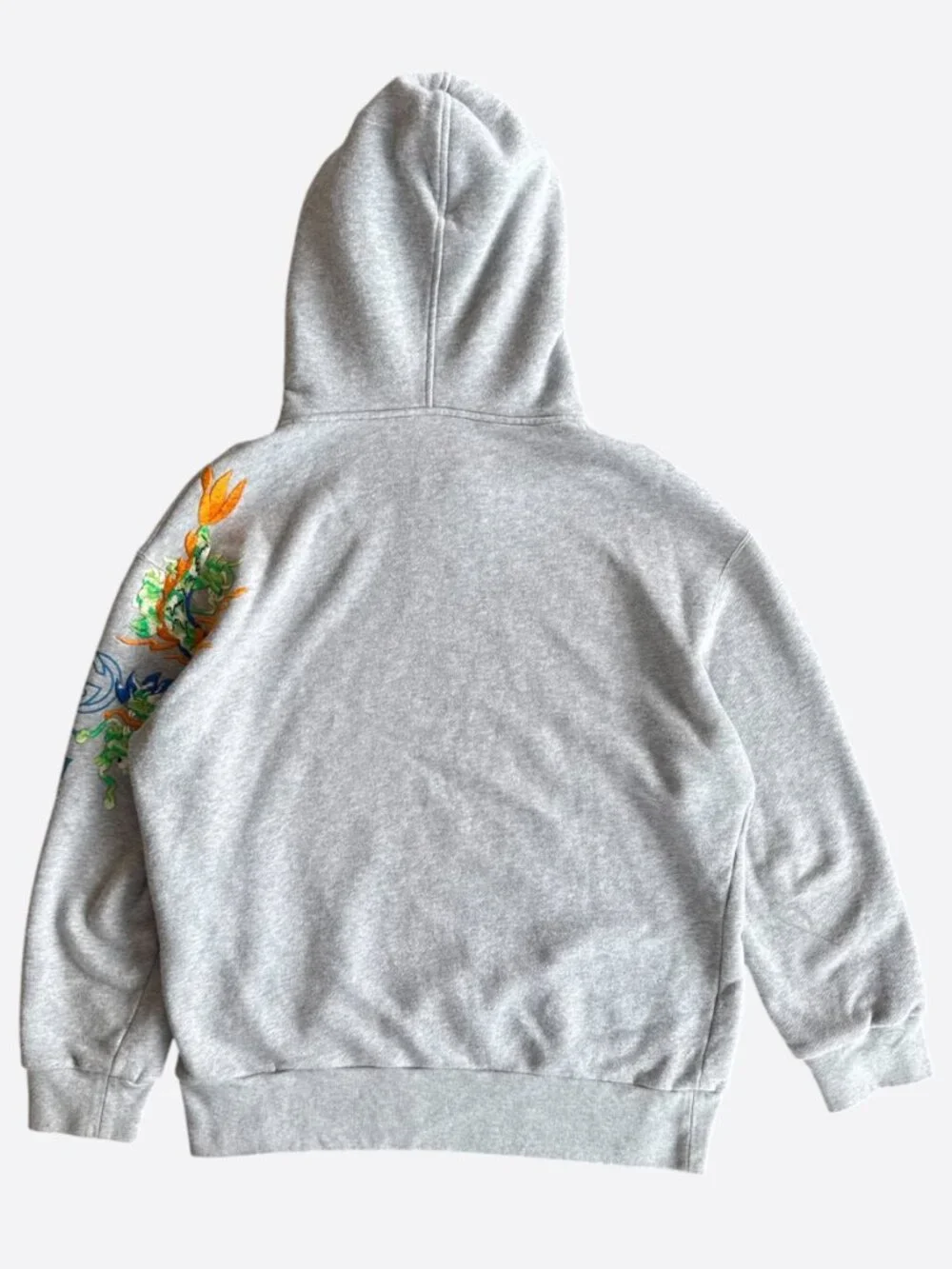 Gucci Grey Dragon Embroidered Logo Hoodie